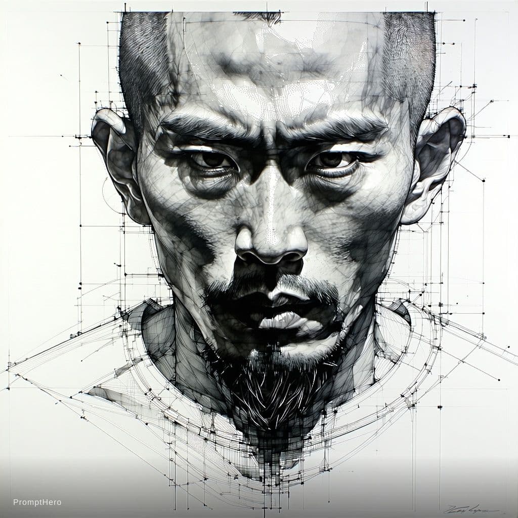 صورة مولدة بالذكاء الاصطناعي: Stable Diffusion prompt: portrait of man, pen and ink, intricate line drawi... (نموذج Stable Diffusion - Stable Diffusion)