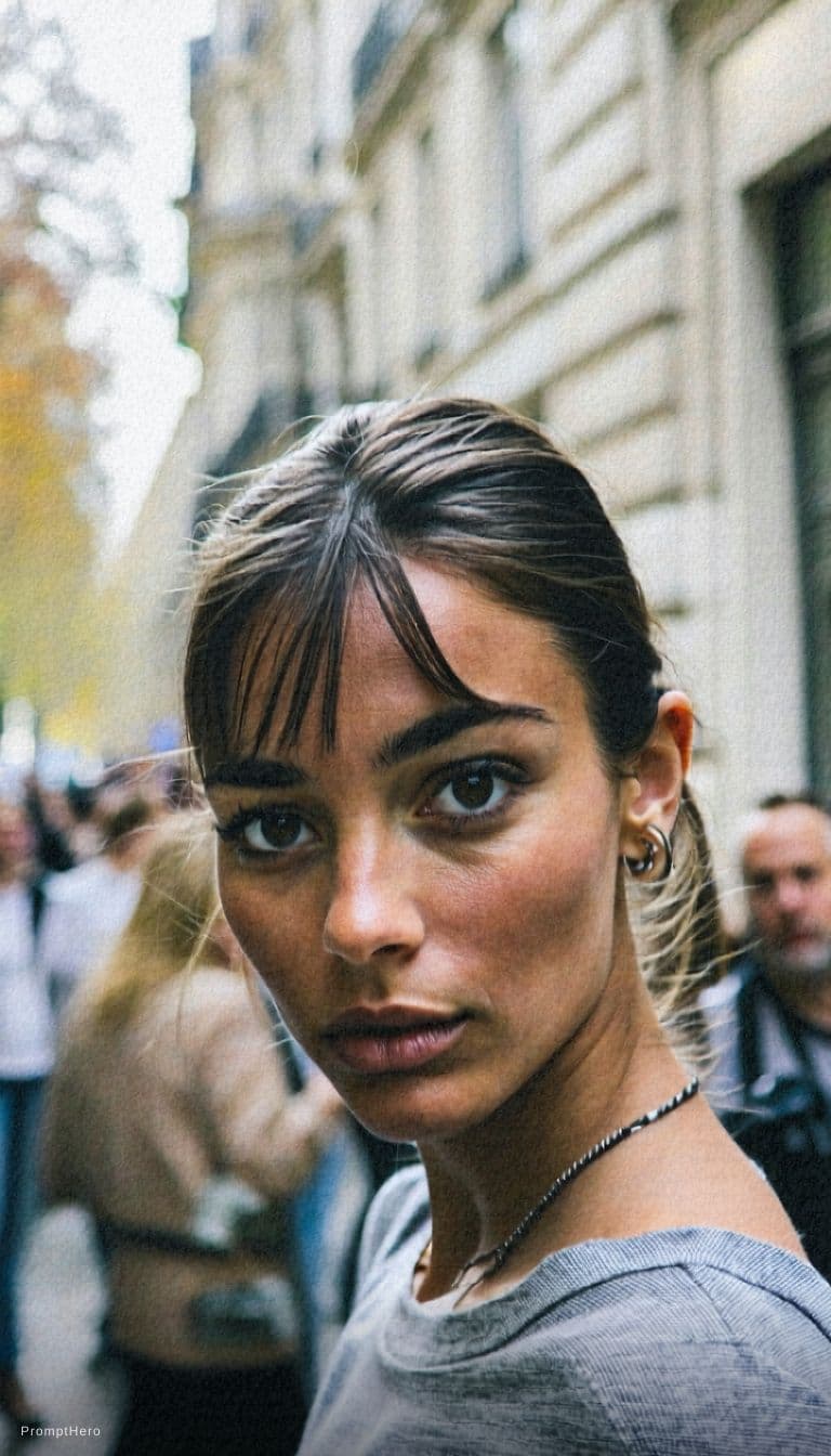 صورة مولدة بالذكاء الاصطناعي: Stable Diffusion prompt: Paparazzi-style extreme close-up photo of a woman ... (نموذج Stable Diffusion - Stable Diffusion)