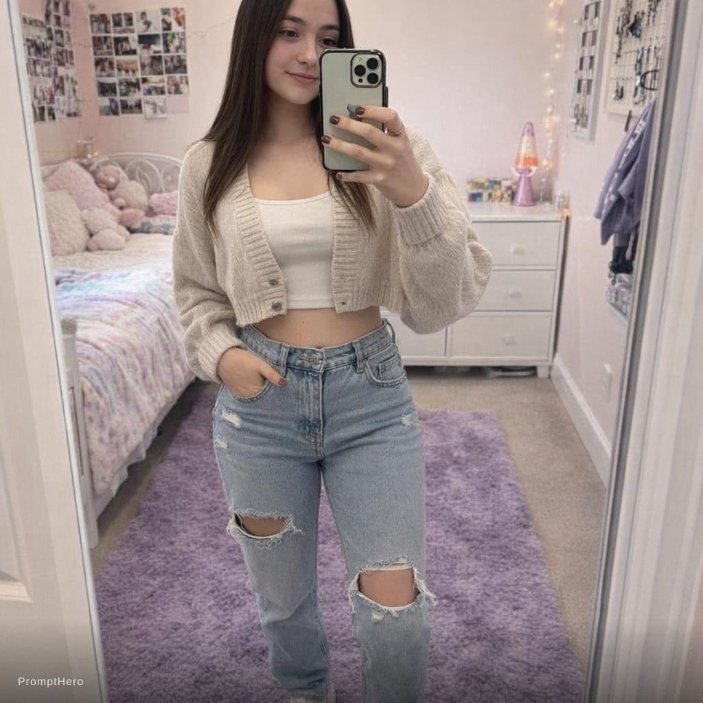 AI generated: ChatGPT Image prompt: The girl in a teenagers room showing off an outfit (ChatGPT Image - ChatGPT Image)