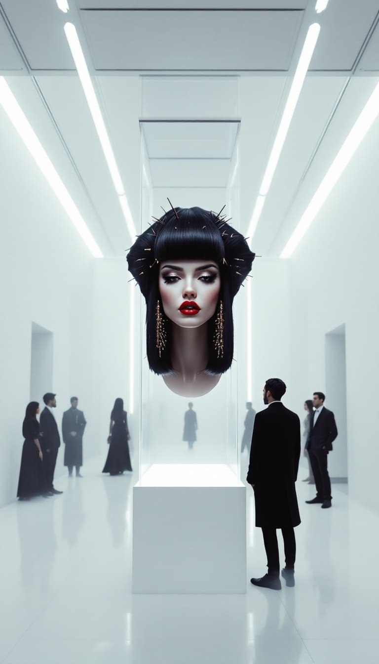 صورة مولدة بالذكاء الاصطناعي: FLUX prompt: A futuristic museum hall filled with a soft, drift... (نموذج FLUX - FLUX)