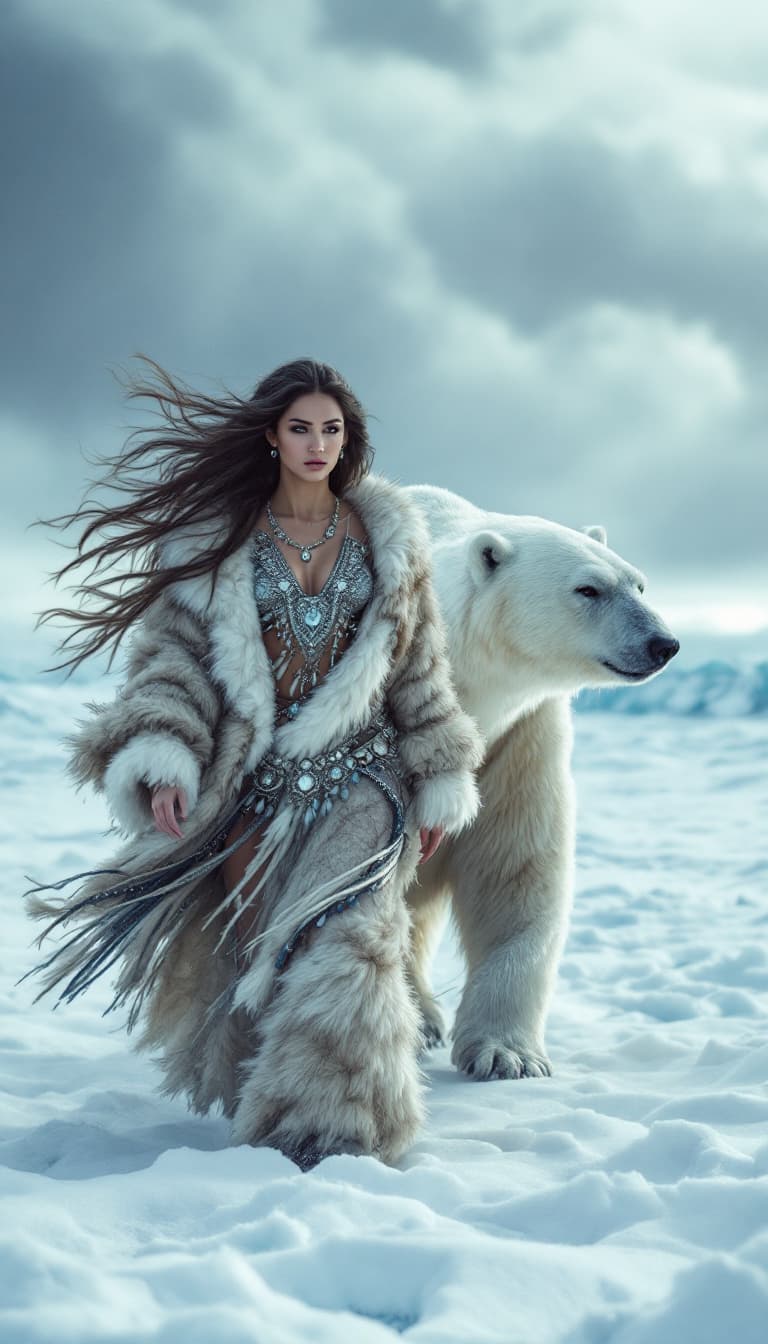 AI generated: FLUX prompt: A vast, snowy landscape with a polar bear walking ... (FLUX - FLUX)