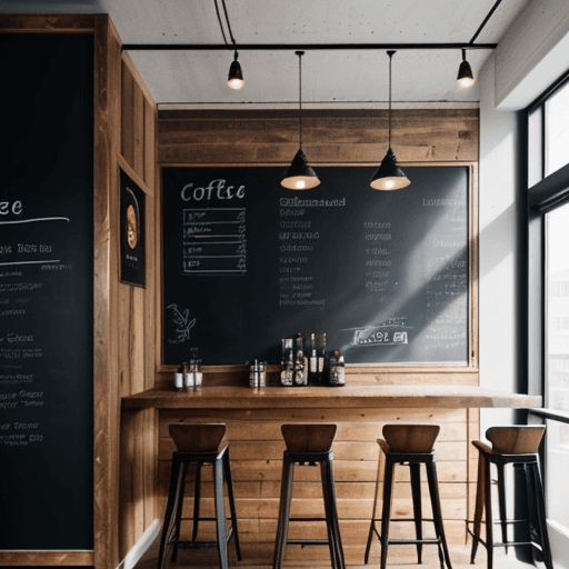 صورة مولدة بالذكاء الاصطناعي: A Simple Coffee Shop Design (نموذج Stable Diffusion - Architecture)