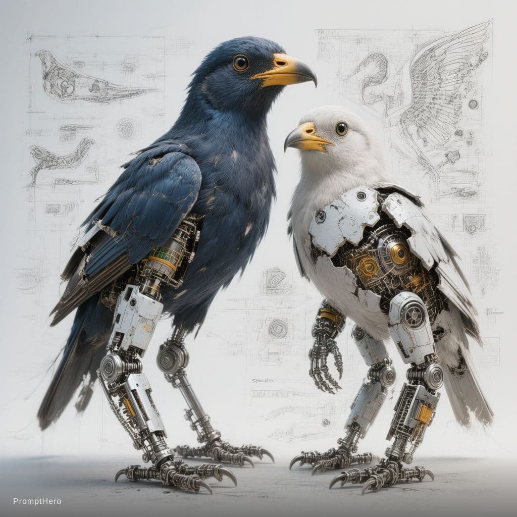 AI generated: Hero prompt: Ultra-detailed cinematic portrait of birds cyborg ... (Hero - Hero)