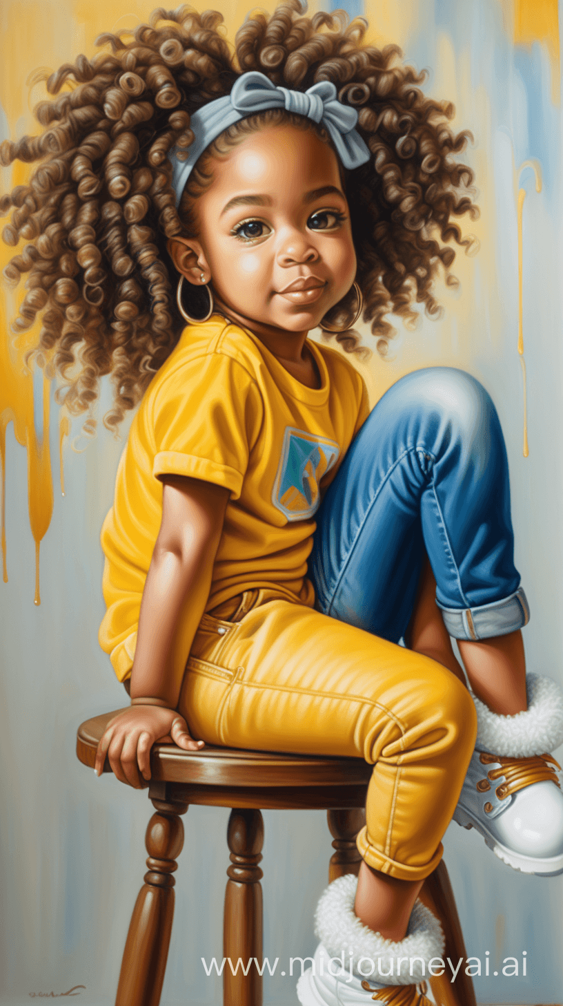 صورة مولدة بالذكاء الاصطناعي: Midjourney prompt: oil painting African American babygirl with bounce... (نموذج Midjourney - Anime)
