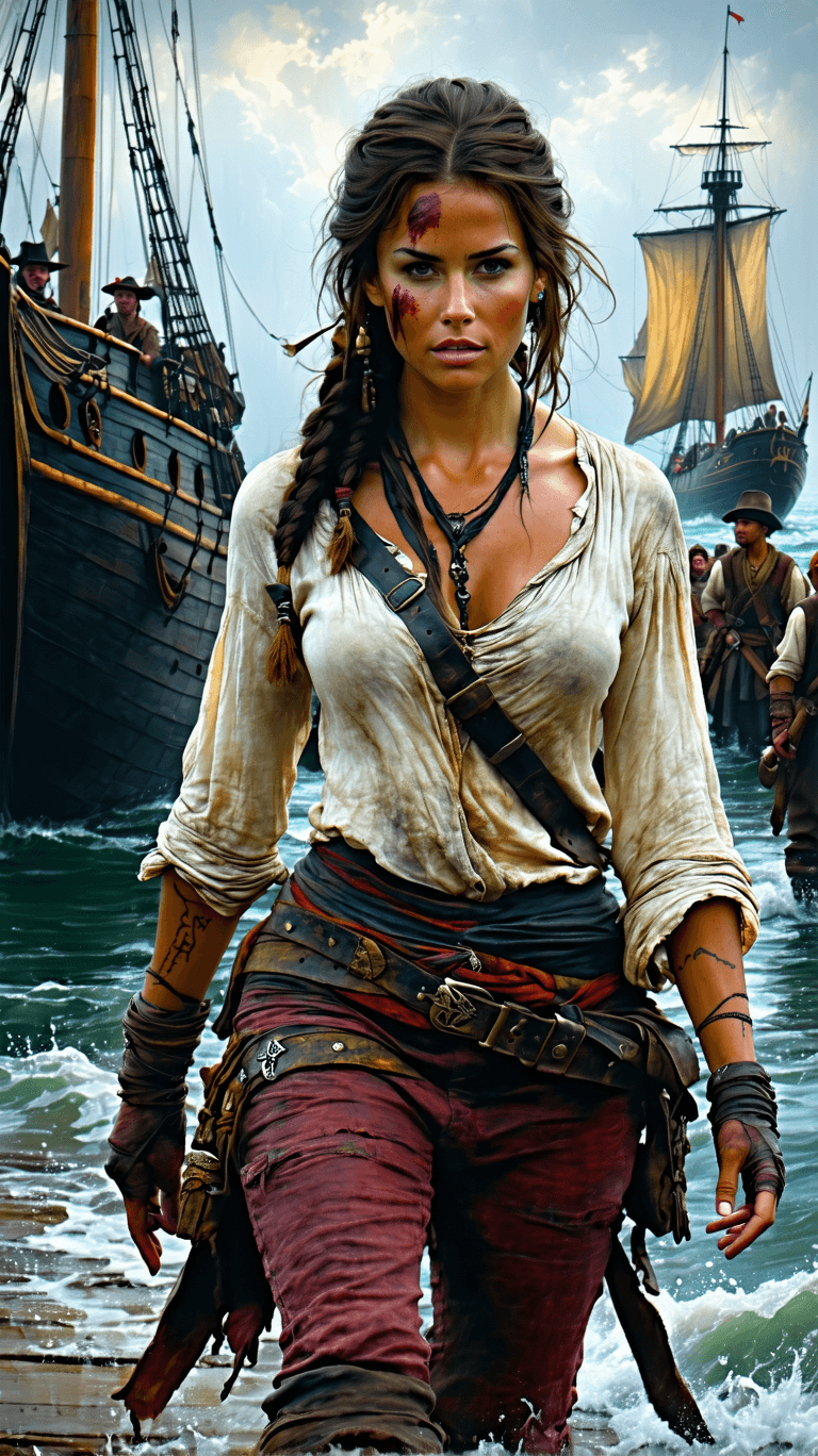 صورة مولدة بالذكاء الاصطناعي: Stable Diffusion prompt: oil painting, A resilient pirate captain, with wea... (نموذج Stable Diffusion - Stable Diffusion)