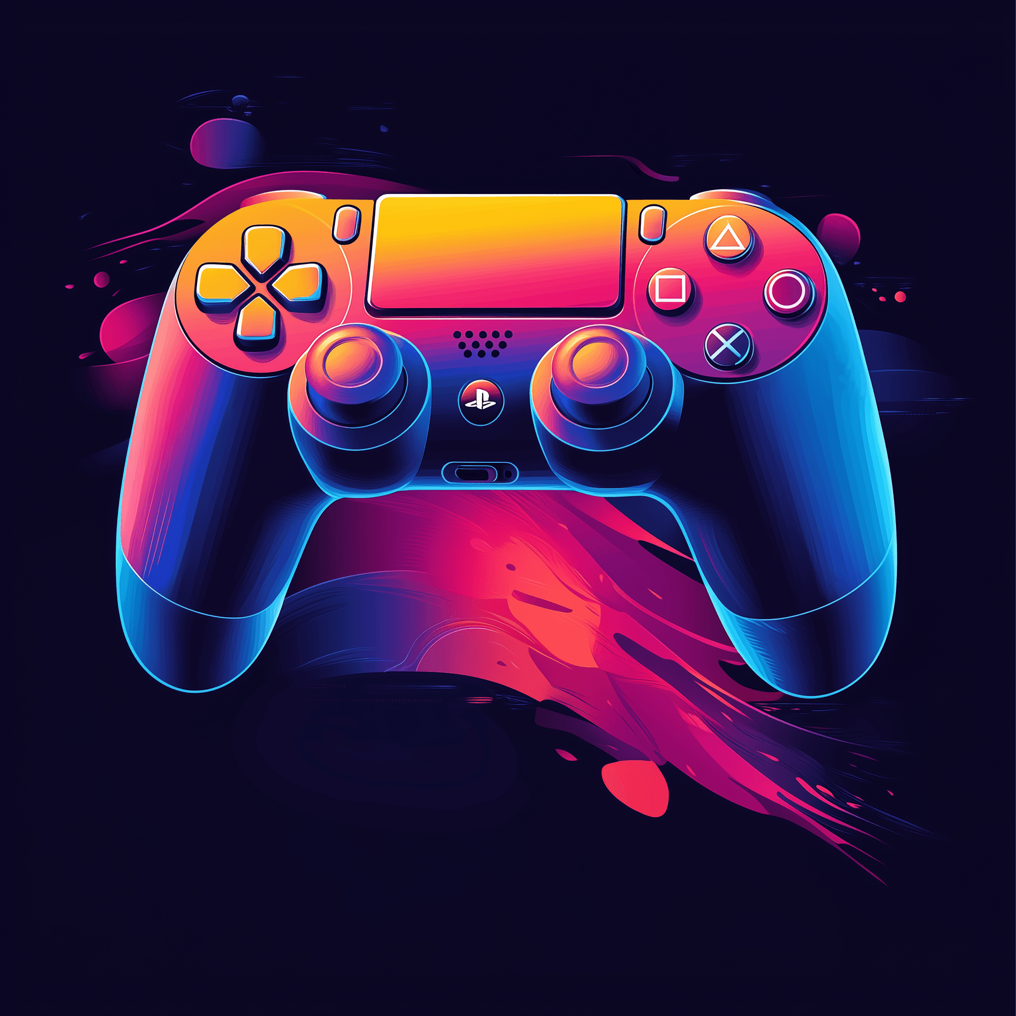 صورة مولدة بالذكاء الاصطناعي: Midjourney prompt: Play Station Vector Colourful Design (نموذج Midjourney - Midjourney)