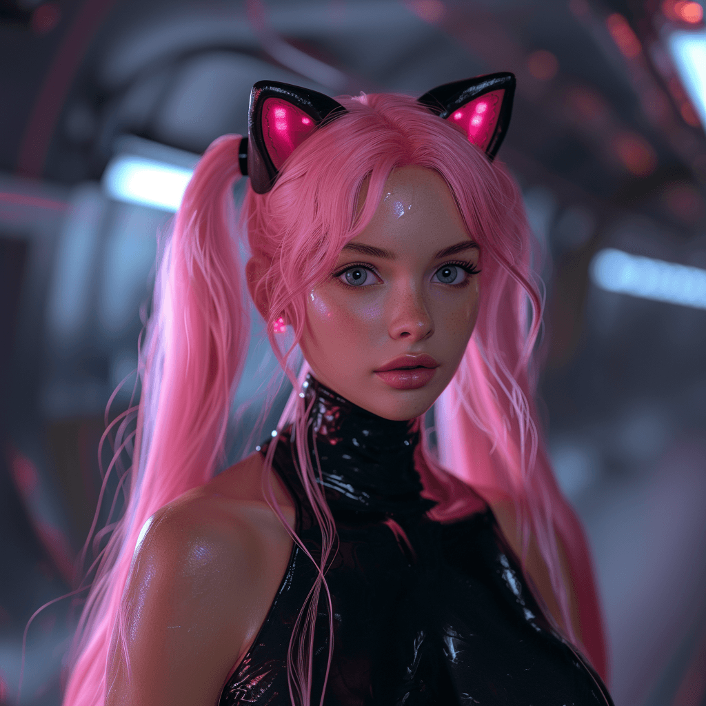 Pink hair kitty - Midjourney
