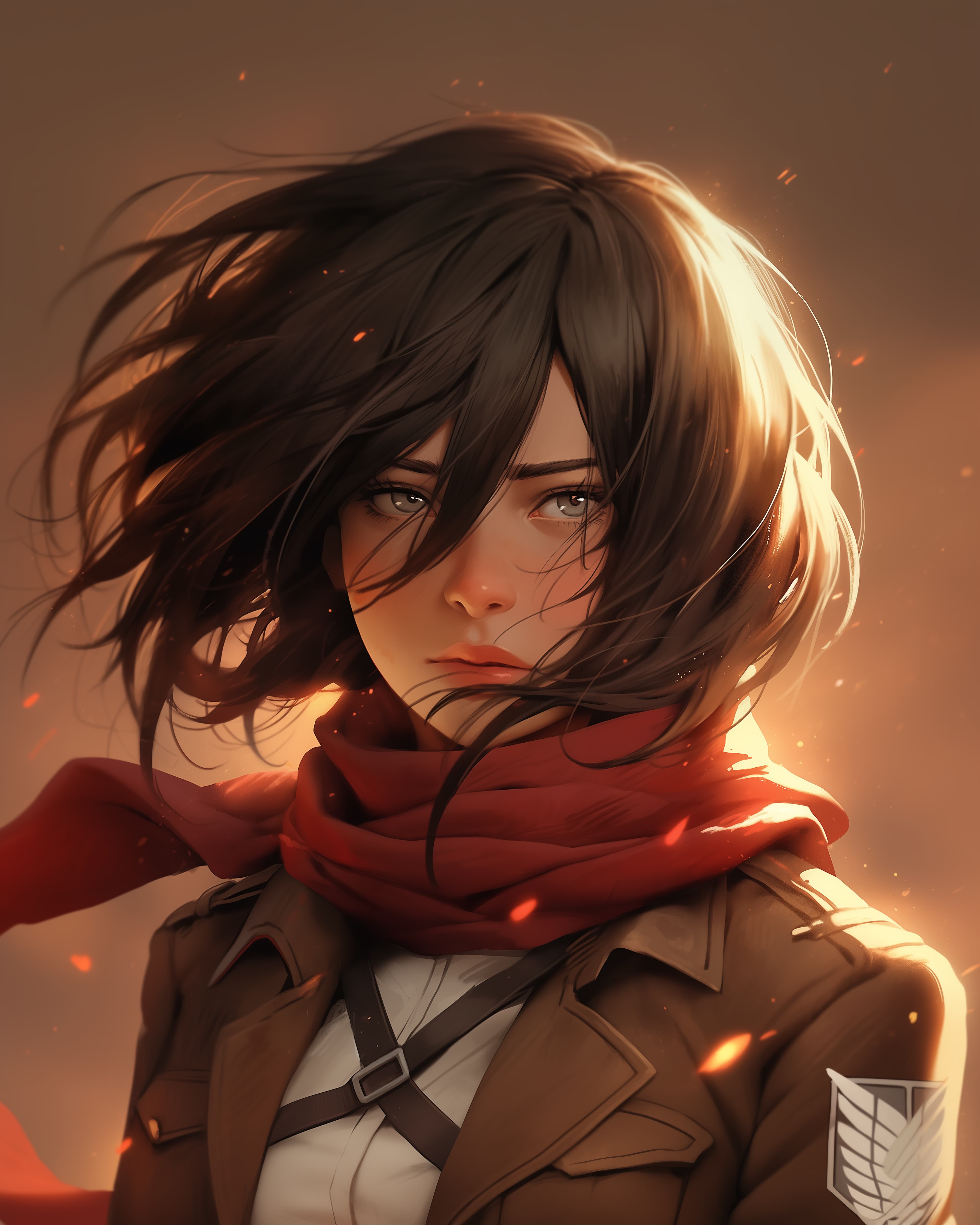 AI generated: Midjourney prompt: Mikasa Ackerman in the style of Vincent Van Gogh, ... (Midjourney - Anime)