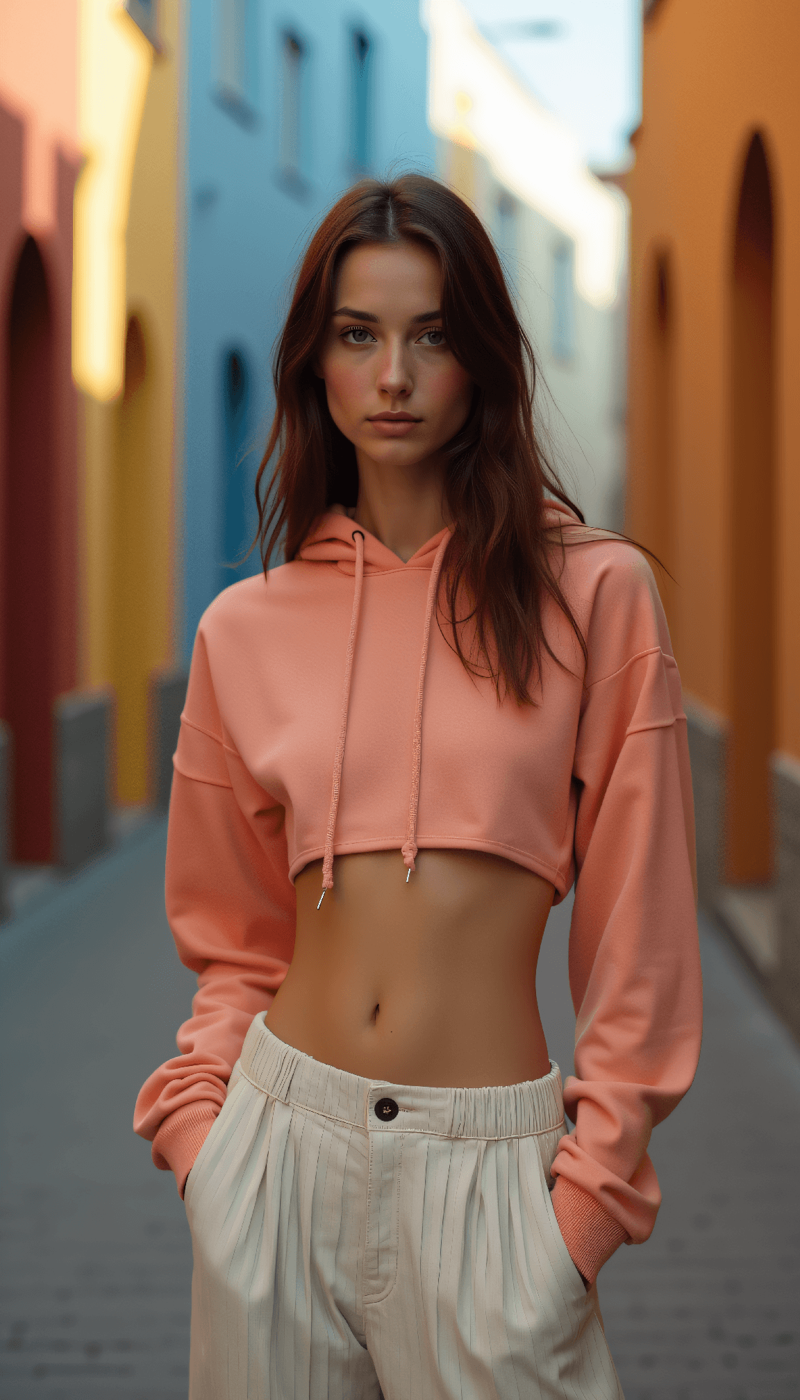 صورة مولدة بالذكاء الاصطناعي: FLUX prompt: Fashion photo of a Female model in her mid-twentie... (نموذج FLUX - أزياء وموضة)