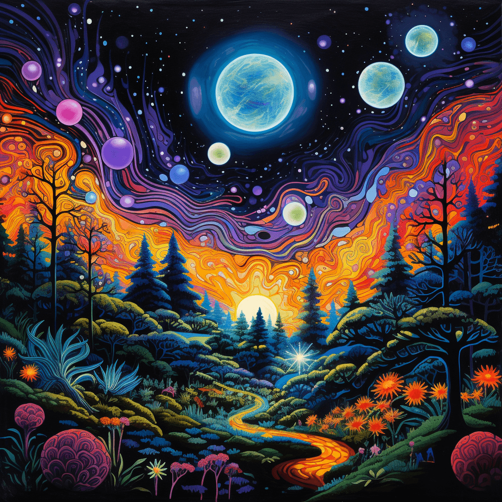 صورة مولدة بالذكاء الاصطناعي: Black light art (نموذج Midjourney - Concept Art)