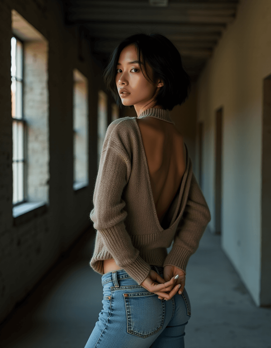 صورة مولدة بالذكاء الاصطناعي: FLUX prompt: High fashion half body photo of a 25 year old asia... (نموذج FLUX - أزياء وموضة)