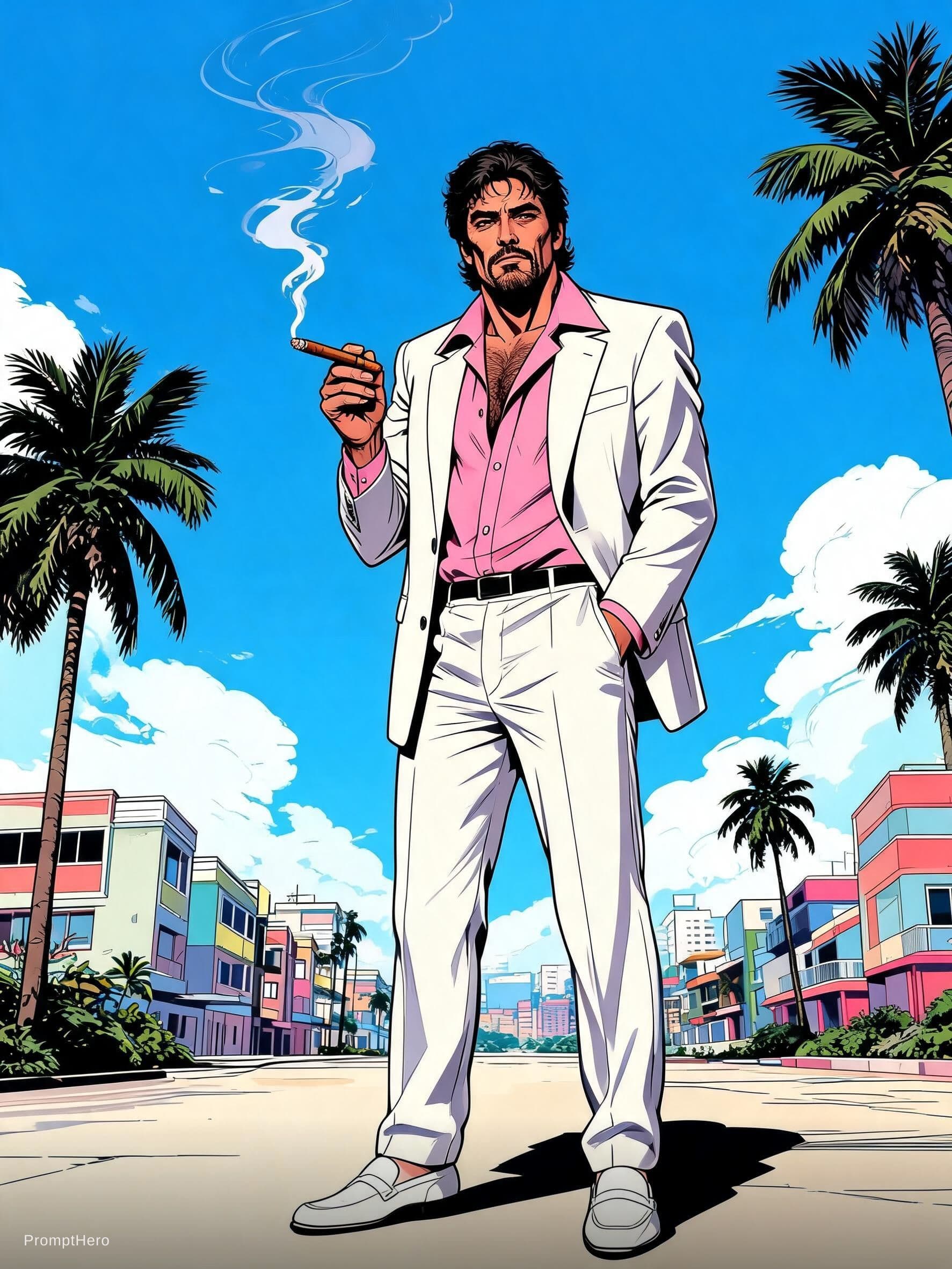 AI generated: Hero prompt: Full-body illustration of Al Pacino in a stylized ... (Hero - Hero)