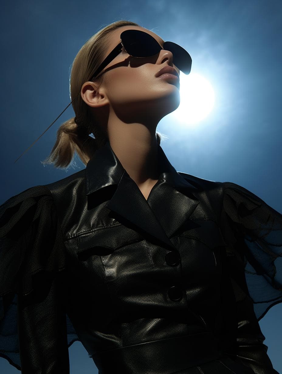 AI generated: Midjourney prompt: a woman in a black dress posing for a magazine, so... (Midjourney - Fashion)