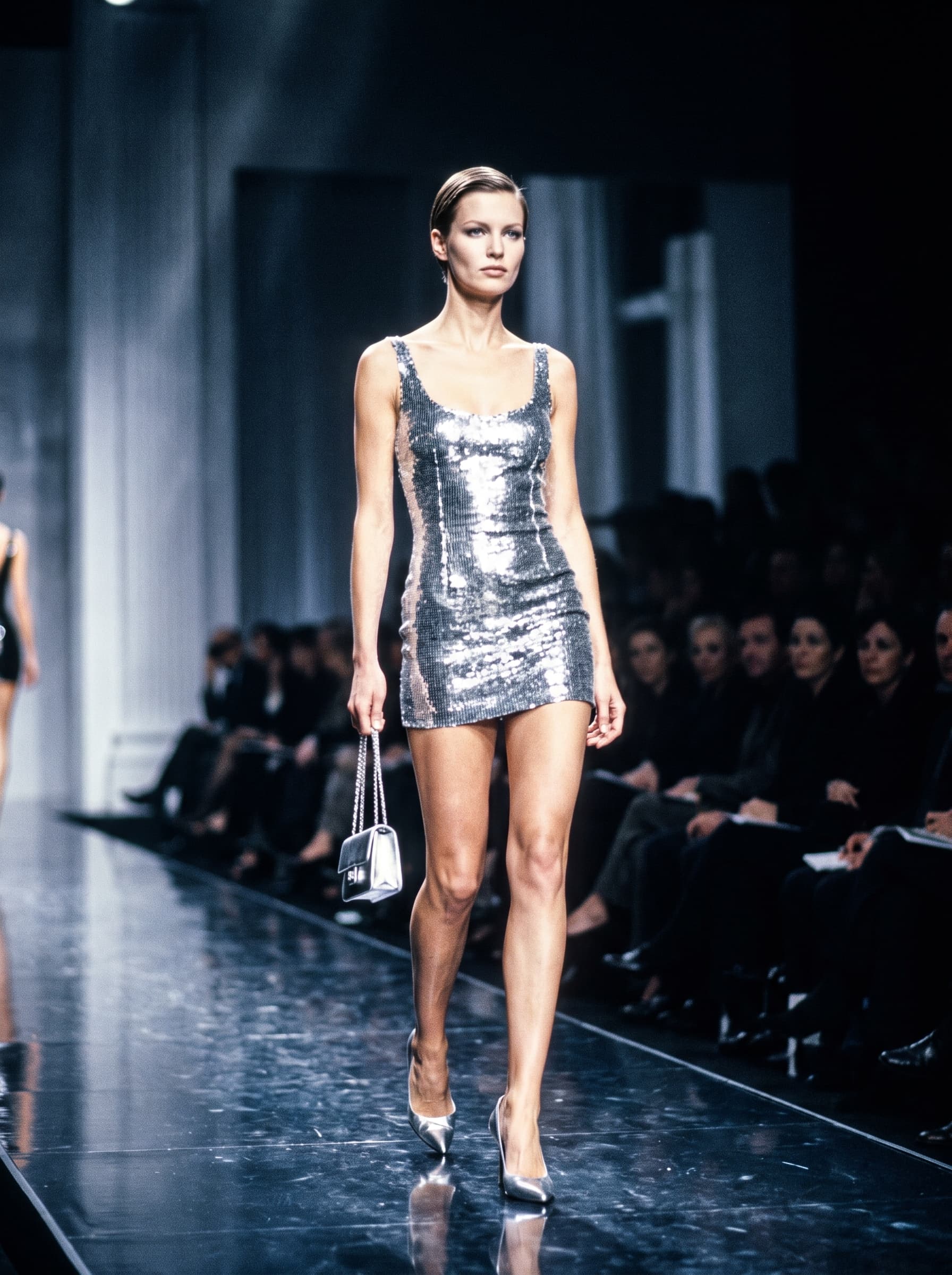صورة مولدة بالذكاء الاصطناعي: FLUX prompt: (Nano Banana Pro) Full-body professional runway fa... (نموذج FLUX - Fashion)