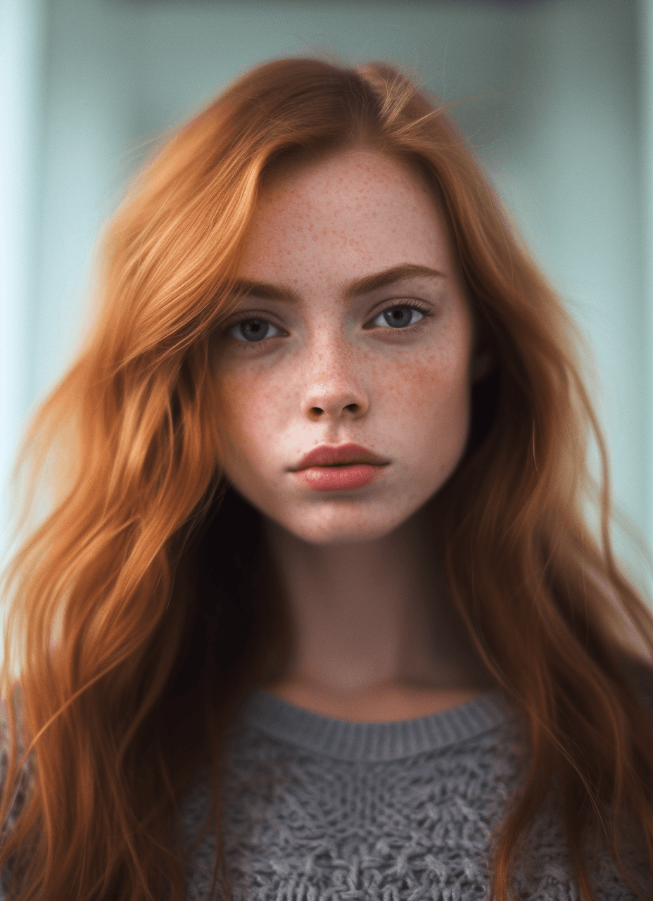 AI generated: Midjourney prompt: 20 years old babe, f/2.8 --ar 8:11 --v 5.1 (Midjourney - Portraits)