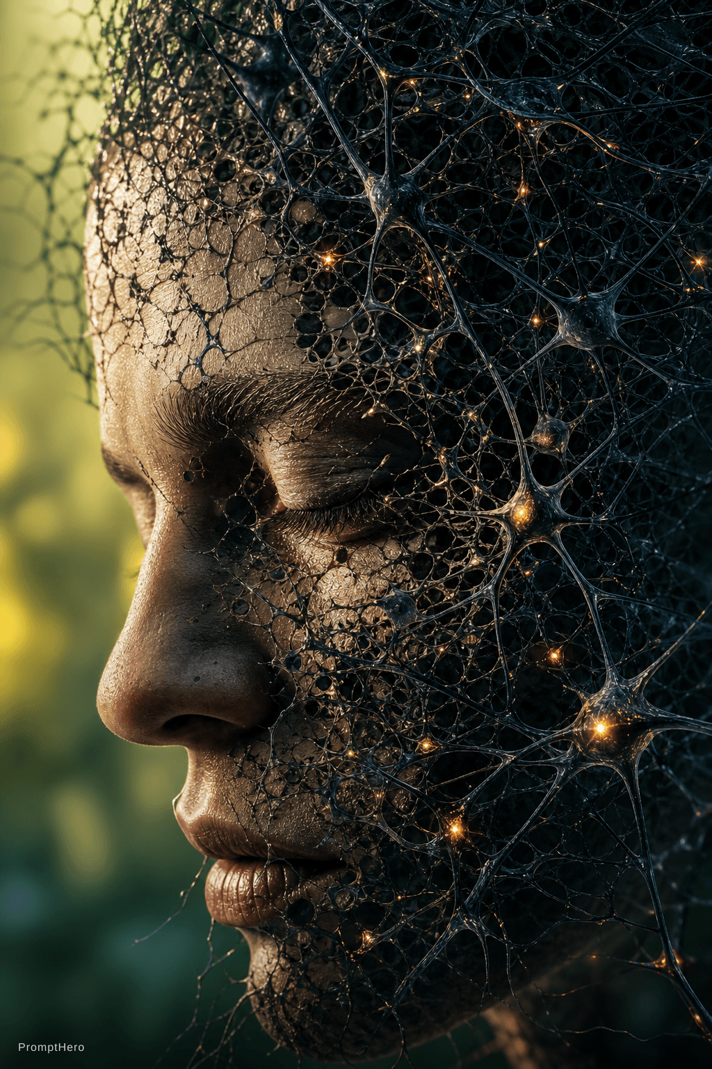 AI generated: ChatGPT Image prompt: Close-up of a human face dissolving into a network... (ChatGPT Image - ChatGPT Image)