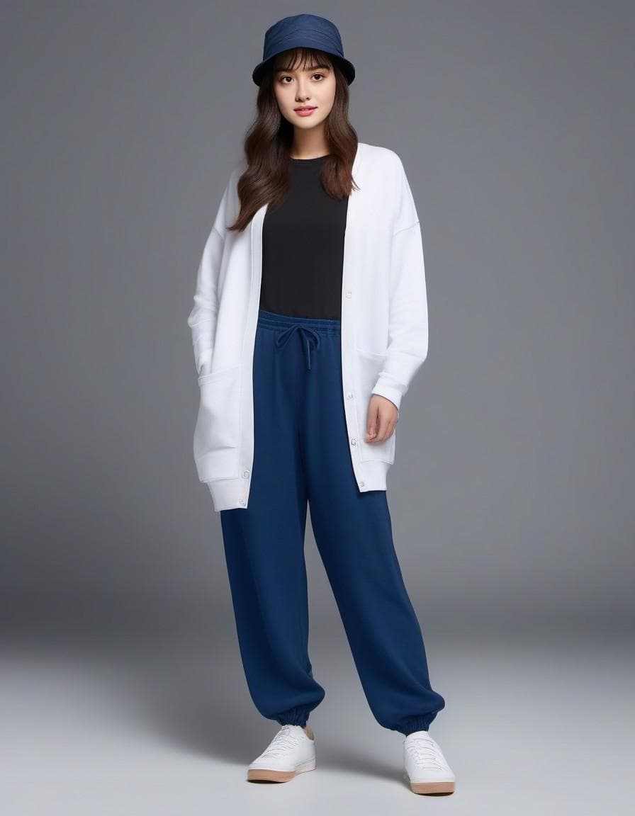 صورة مولدة بالذكاء الاصطناعي: DreamShaper prompt: capturing a model, woman wearing long cardigan wit... (نموذج DreamShaper - أزياء وموضة)