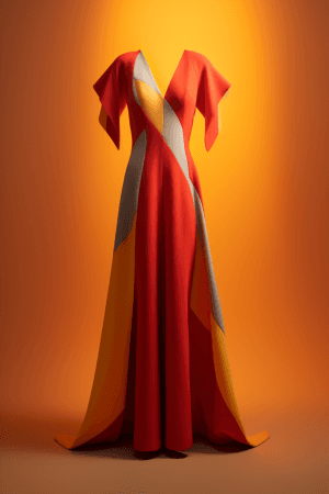 صورة مولدة بالذكاء الاصطناعي: Midjourney prompt: Front view of a jumpsuit design, featuring a wide-... (نموذج Midjourney - أزياء وموضة)