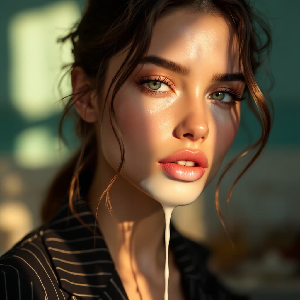 AI generated: FLUX prompt: Close-up portrait of a young supermodel illuminate... (FLUX - FLUX)