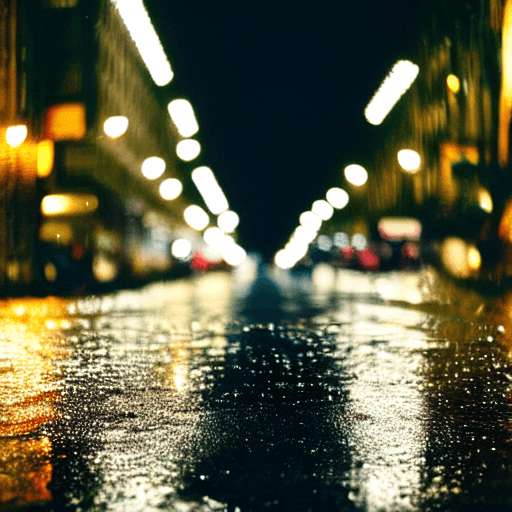 صورة مولدة بالذكاء الاصطناعي: Stable Diffusion prompt: distant photograph of a busy street at night with ... (نموذج Stable Diffusion - Photography)
