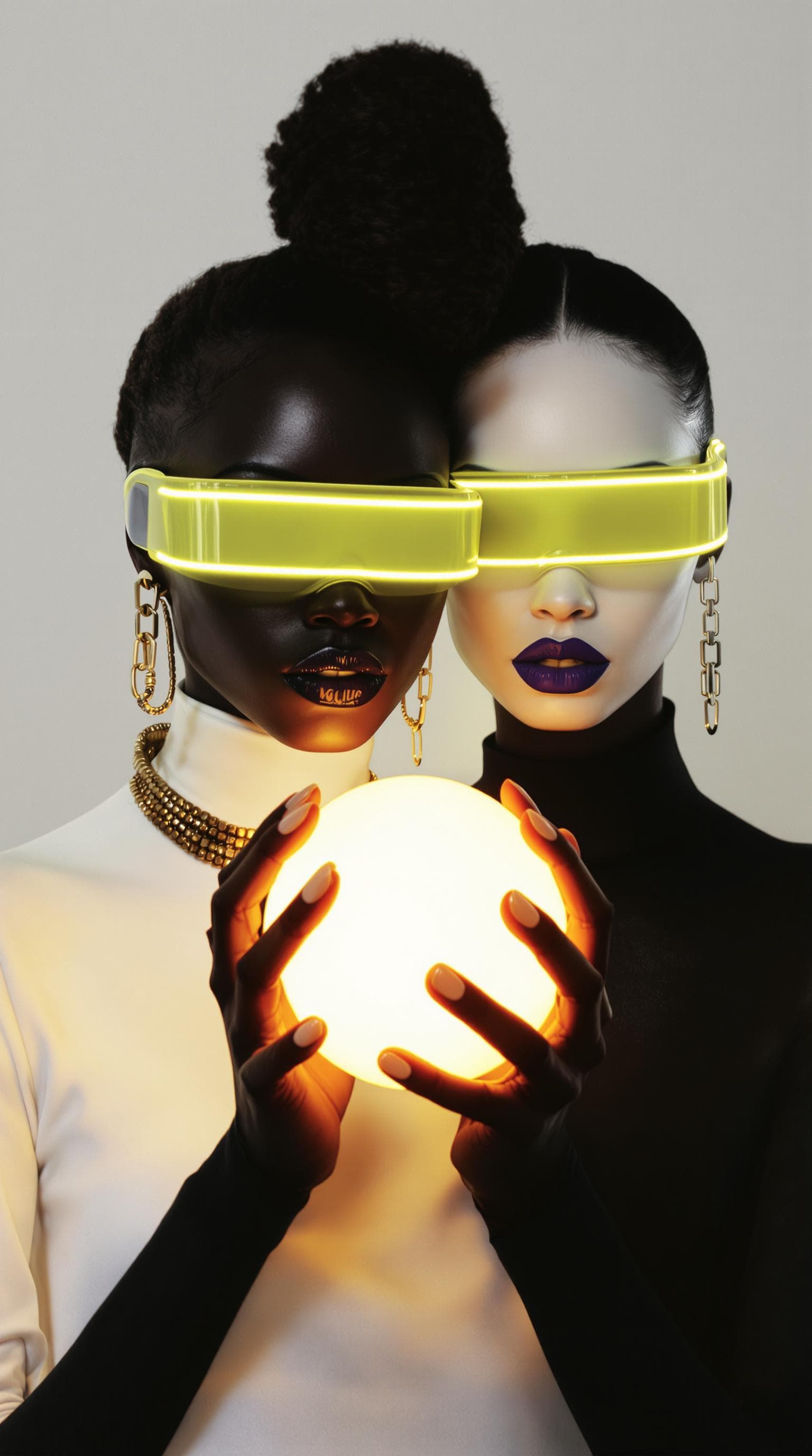 صورة مولدة بالذكاء الاصطناعي: FLUX prompt: Two women with contrasting skin tones black skin w... (نموذج FLUX - FLUX)
