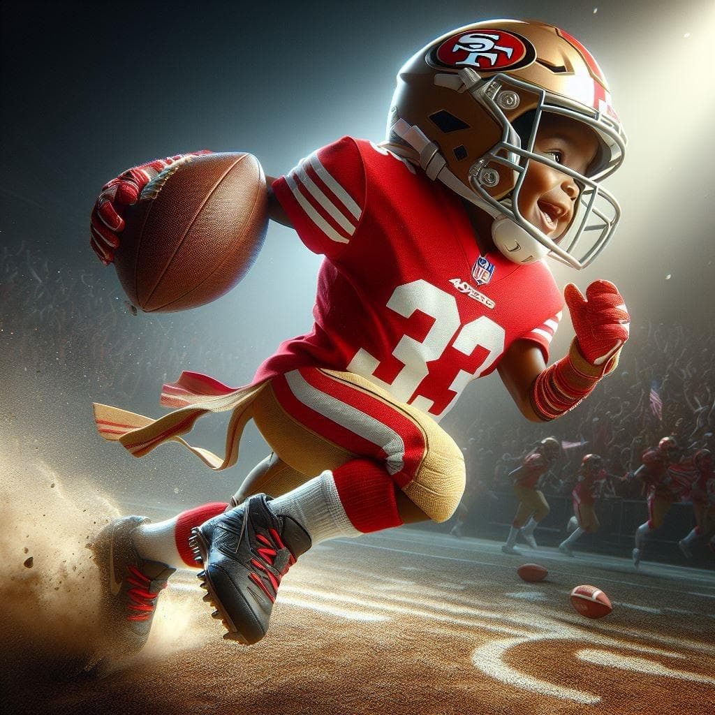 AI generated: Midjourney prompt: In this fantastic scene a full body 49ers African ... (Midjourney - Photography)