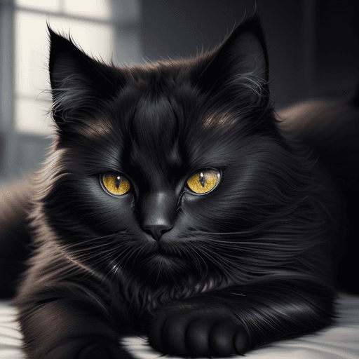 AI generated: DreamShaper prompt: photorealism, realistic, black fluffy cat, lying o... (DreamShaper - DreamShaper)