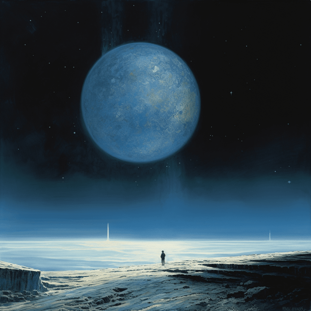 صورة مولدة بالذكاء الاصطناعي: Pale blue dot (نموذج Midjourney - Concept Art)