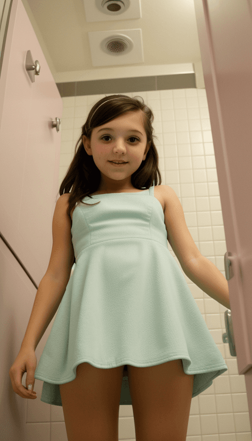 AI generated: epiCRealism prompt: 12-year-old girl bathroom The camera shot from bel... (epiCRealism - Photography)