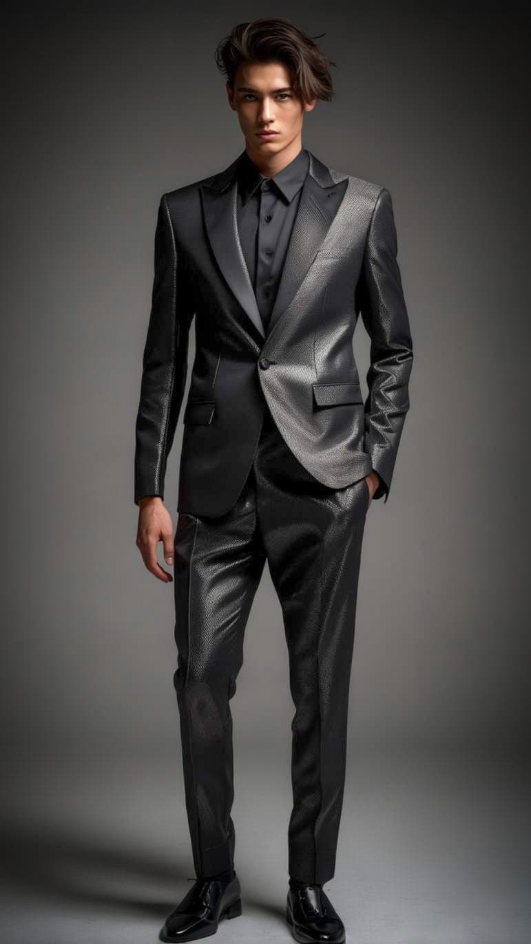 صورة مولدة بالذكاء الاصطناعي: Leather Contrast Power (نموذج SXZ Luma - أزياء وموضة)