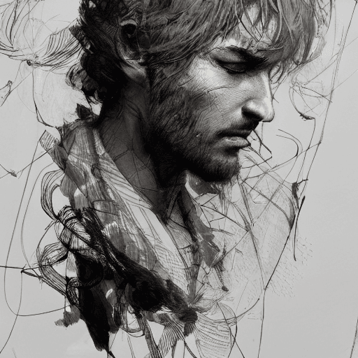صورة مولدة بالذكاء الاصطناعي: Stable Diffusion prompt: portrait of renaud sechan, pen and ink, intricate ... (نموذج Stable Diffusion - Stable Diffusion)