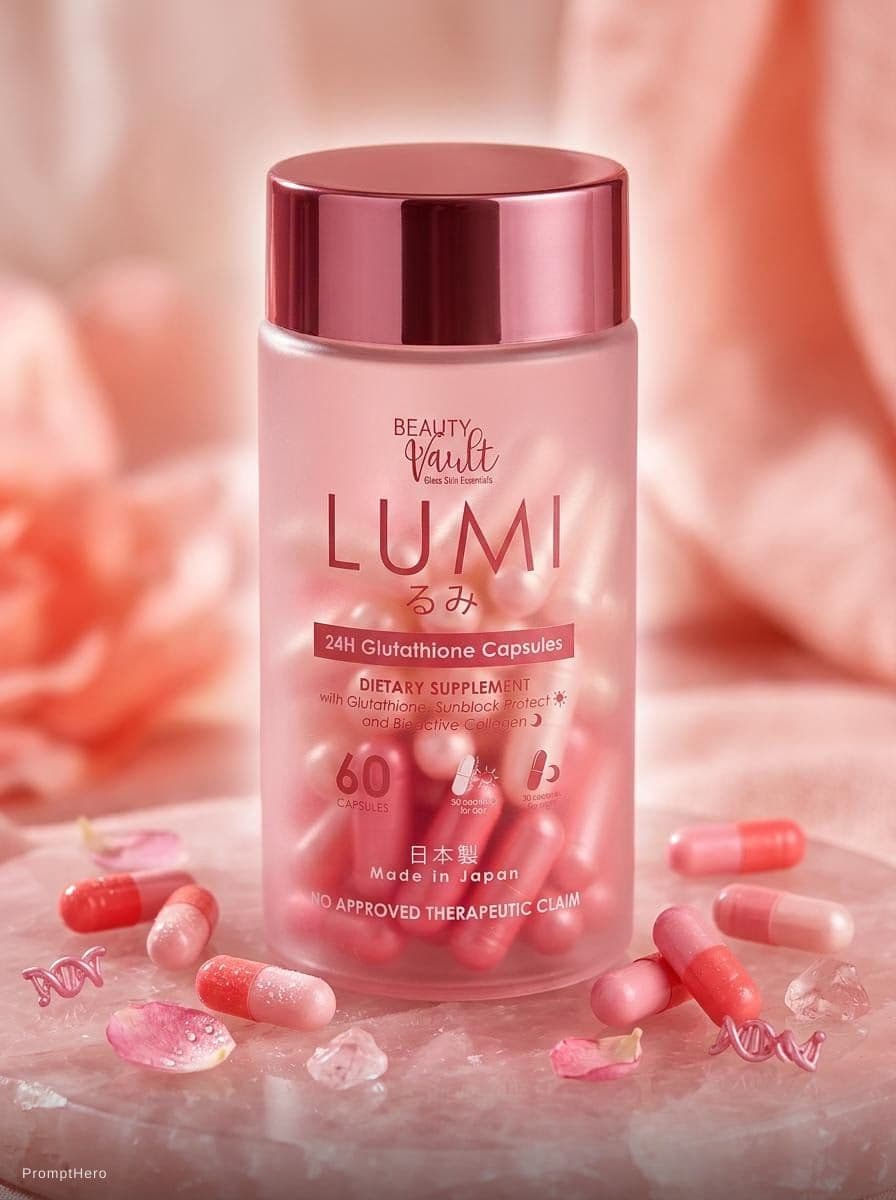 AI generated: Hero prompt: Ad campaign of Lumi gluta capsule. Pink edition Pr... (Hero - Hero)