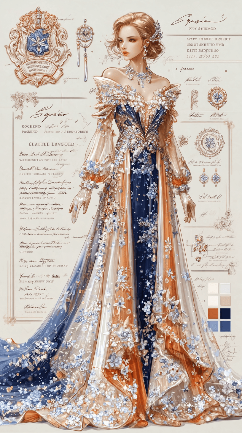 AI generated: Midjourney prompt: A sophisticated fashion illustration of a graceful... (Midjourney - Midjourney)