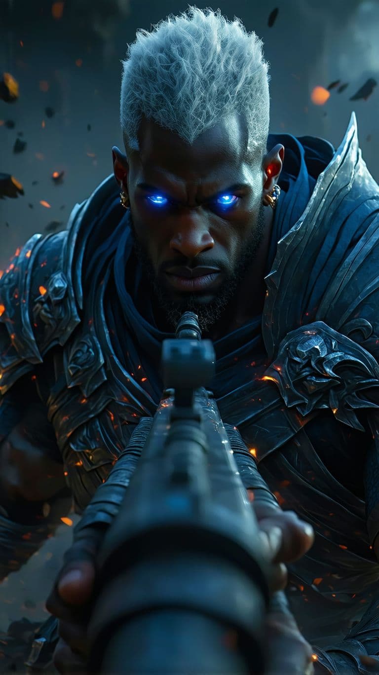 صورة مولدة بالذكاء الاصطناعي: Stable Diffusion prompt: A dark-skinned male god of war rampages on a chaot... (نموذج Stable Diffusion - Stable Diffusion)