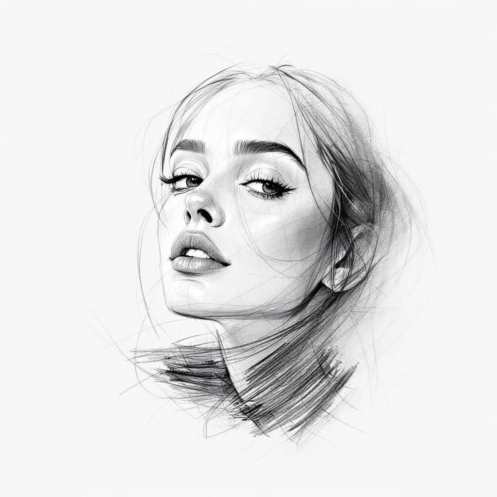 AI generated: FLUX prompt: Create a stunning portrait sketch of a person with... (FLUX - FLUX)