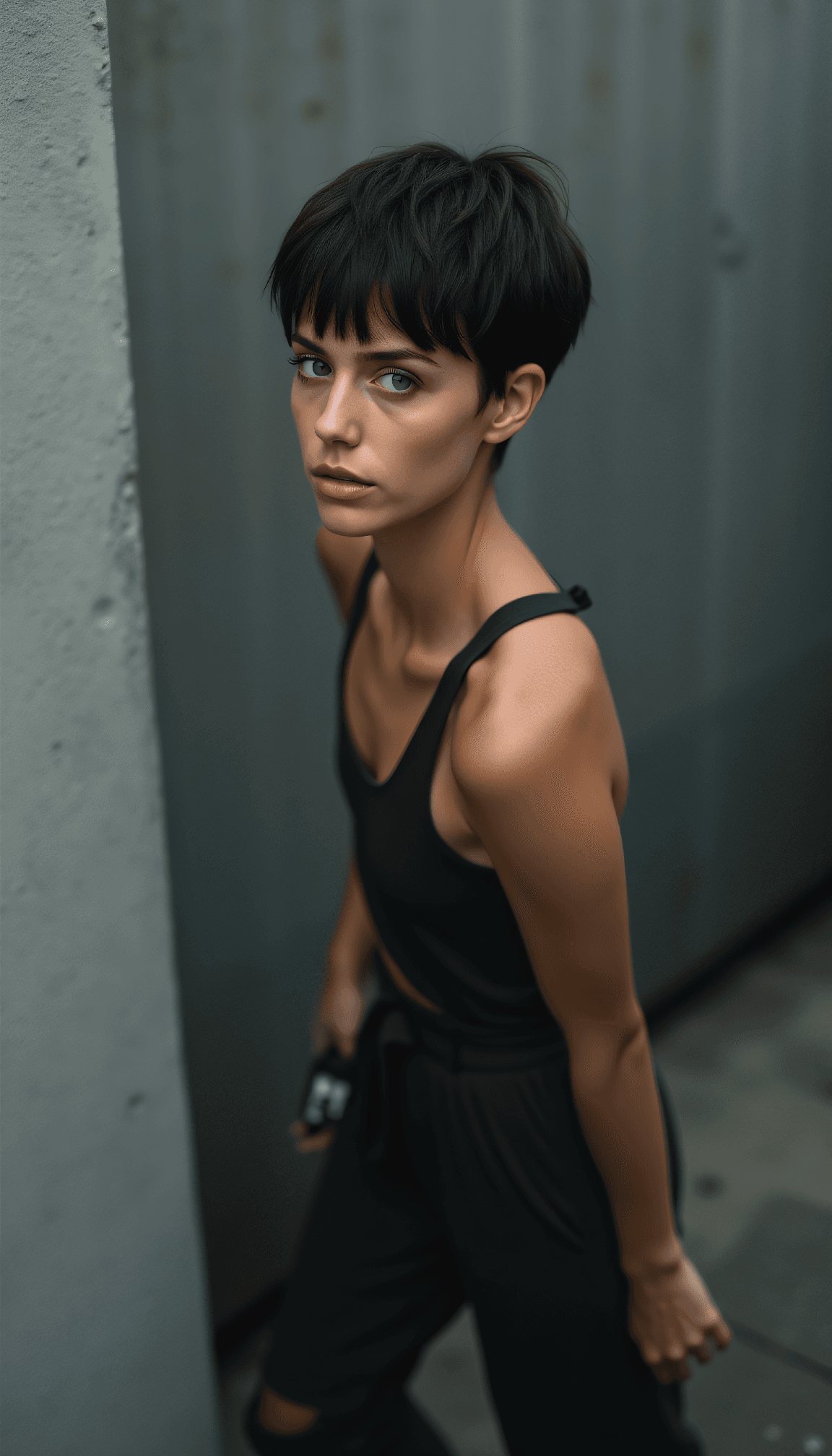 AI generated: FLUX prompt: beauty, Brutalist high Fashion high angle photo of... (FLUX - Fashion)