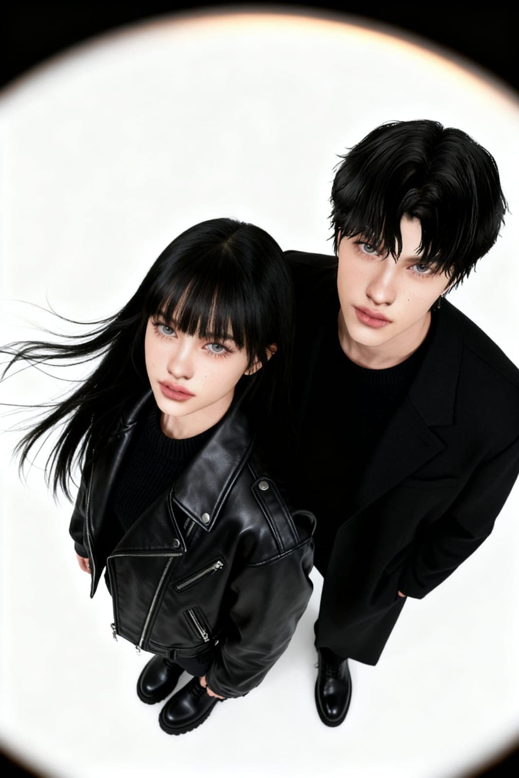 صورة مولدة بالذكاء الاصطناعي: Monochrome Duo Virtual High Fashion (نموذج Stable Diffusion - أزياء وموضة)