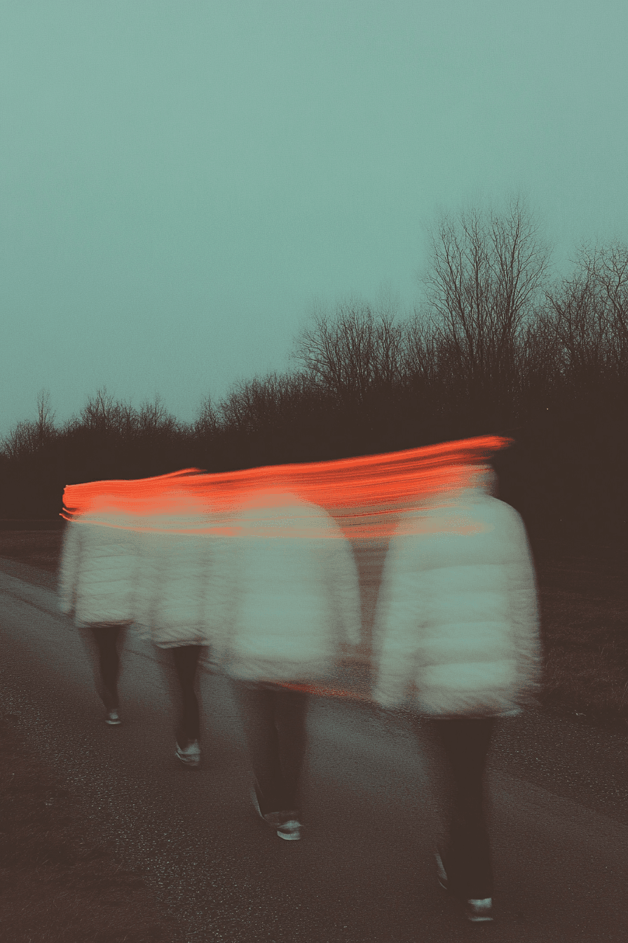 AI generated: Midjourney prompt: blurry image of snowy winter puffer jacket fashion... (Midjourney - Midjourney)