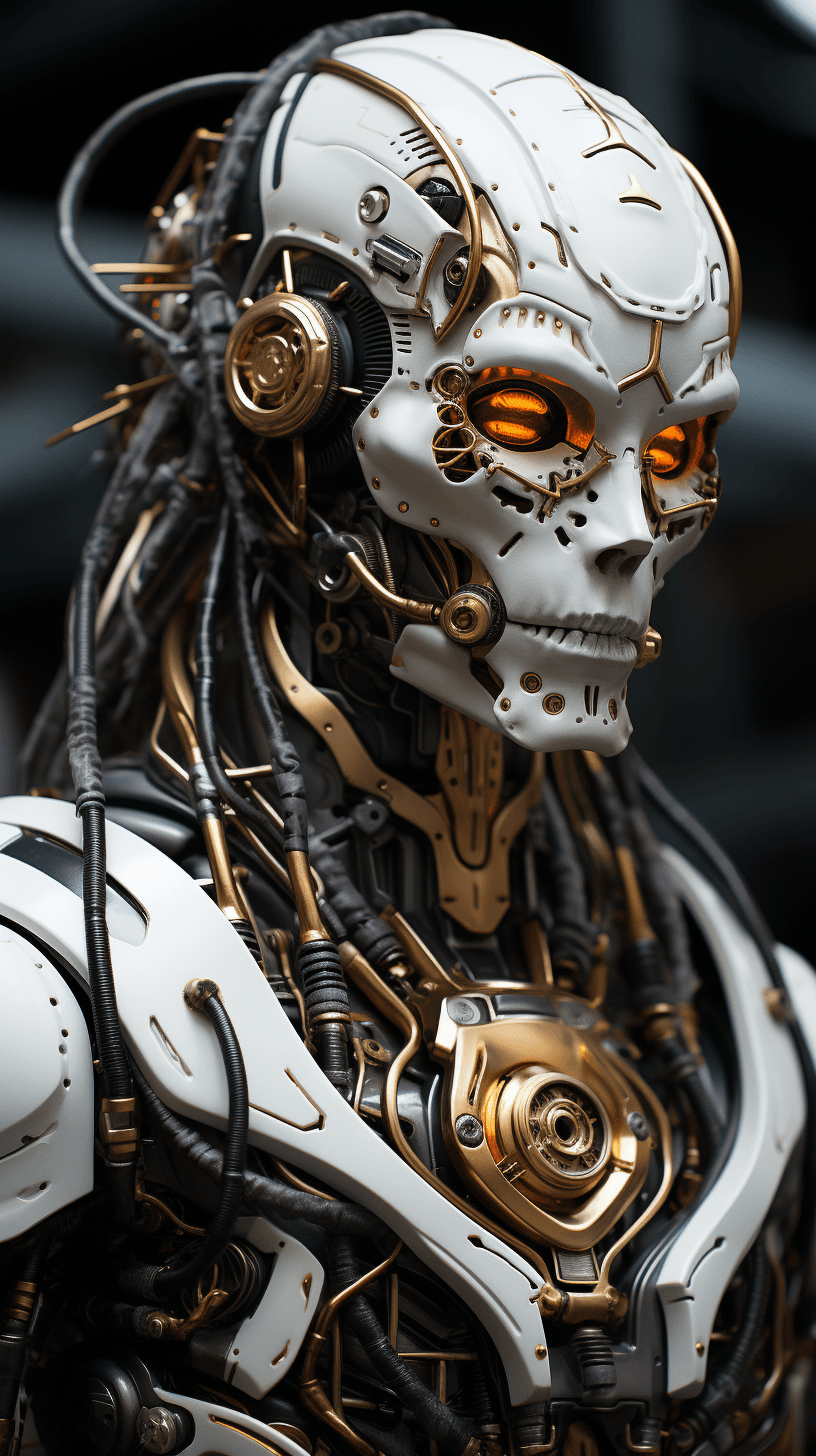 AI generated: Midjourney prompt: Electronic system on head humanoid, cyborg man, wi... (Midjourney - Concept Art)