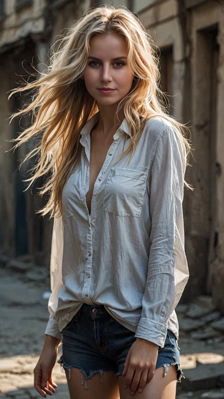 صورة مولدة بالذكاء الاصطناعي: Beautiful russian girl with waving hair- (نموذج Stable Diffusion - Photography)