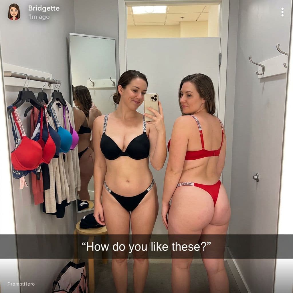 صورة مولدة بالذكاء الاصطناعي: Nano Banana prompt: Two 30 year old white wome take a mirror selfie in... (نموذج Nano Banana - Nano Banana)