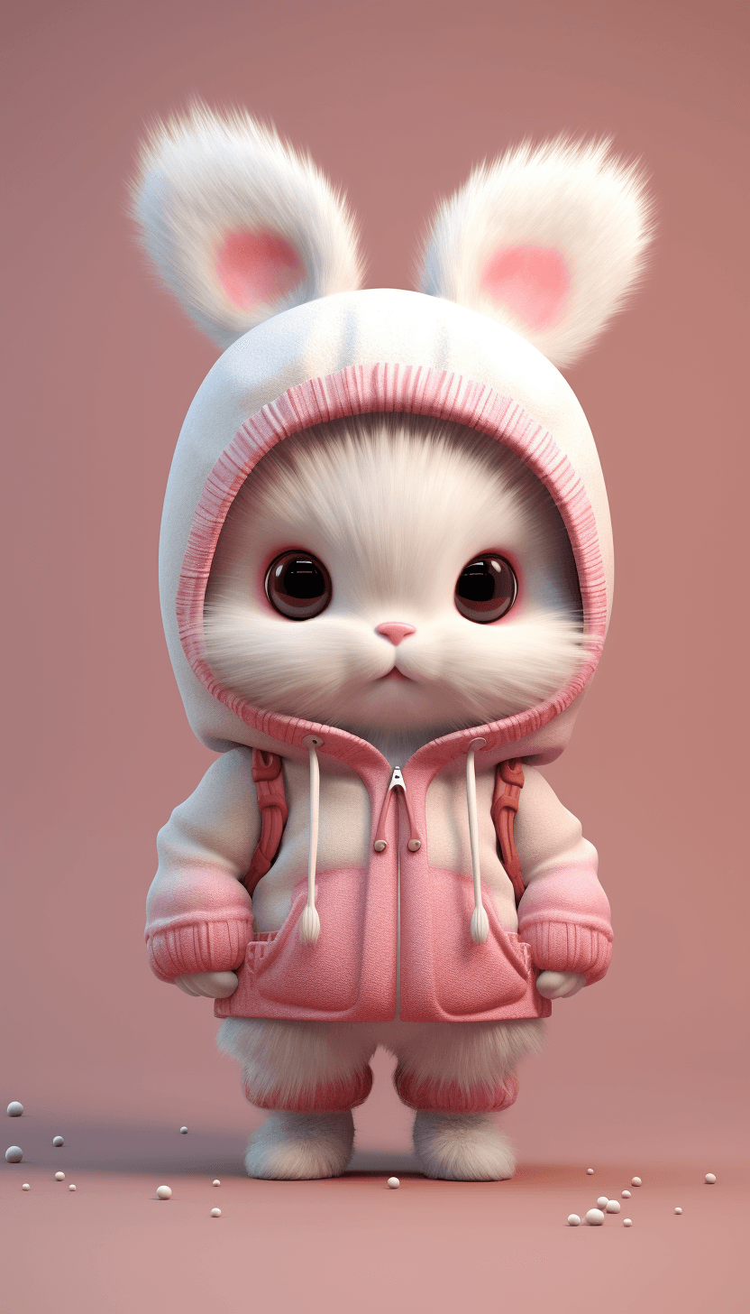 صورة مولدة بالذكاء الاصطناعي: Midjourney prompt: cute, chibi, bunny, 3d --ar 4:7 --v 5.2 (نموذج Midjourney - Character Design)