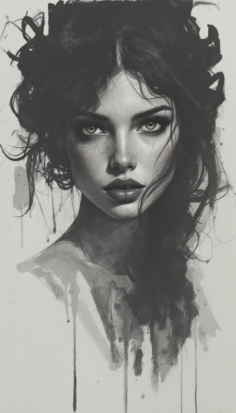 صورة مولدة بالذكاء الاصطناعي: FLUX prompt: girl, charcoal portrait (نموذج FLUX - FLUX)