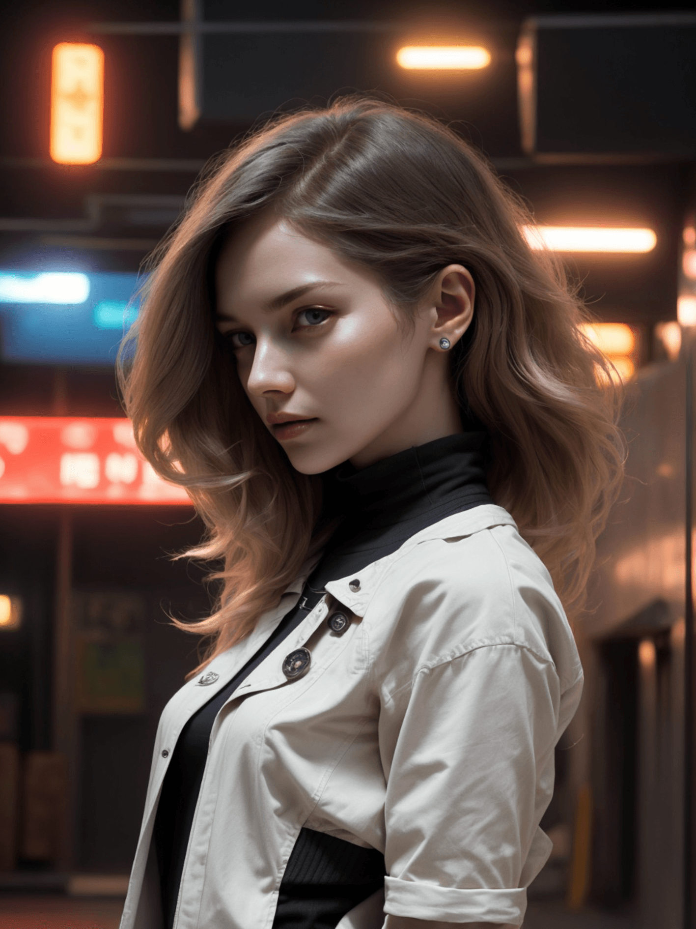 AI generated: Stable Diffusion prompt: [three-quarter close-up::12], [gorgeous face, long... (Stable Diffusion - Portraits)