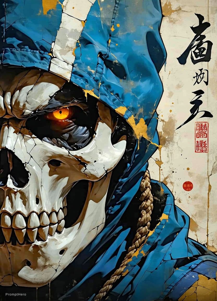 AI generated: Stable Diffusion prompt: Sub Zero from Mortal Kombat, skull face, cold whit... (Stable Diffusion - Stable Diffusion)