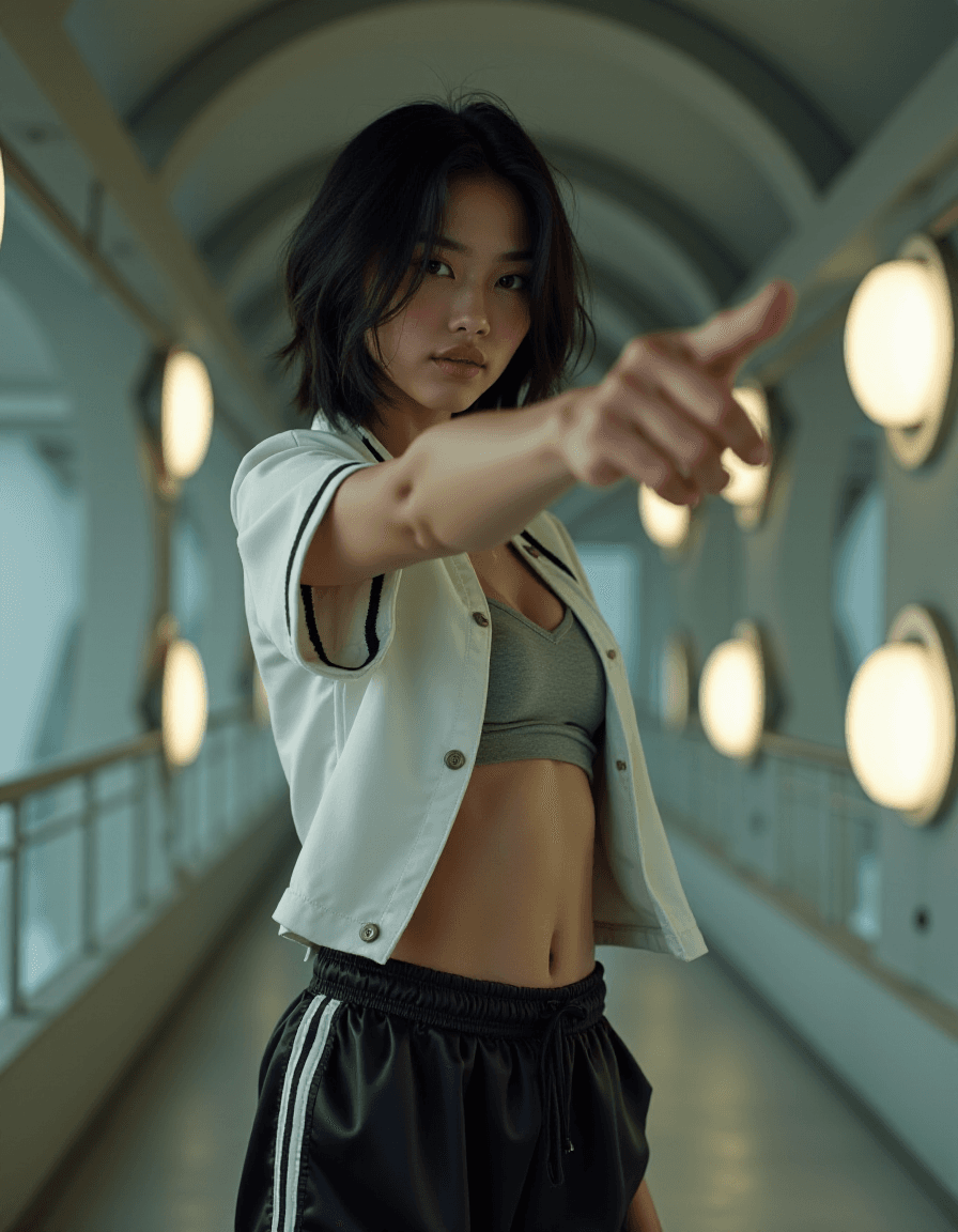 صورة مولدة بالذكاء الاصطناعي: FLUX prompt: High fashion half body photo of a young asian fema... (نموذج FLUX - أزياء وموضة)