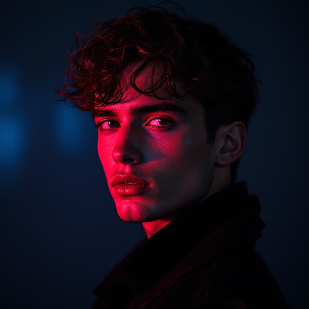 AI generated: FLUX prompt: fashion editorial, a portrait of young man is stud... (FLUX - FLUX)