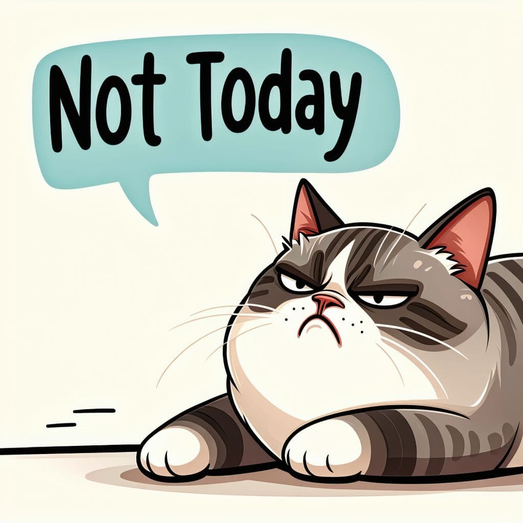 AI generated: Stable Diffusion prompt: A cute and grumpy cat lying lazily on its side, ca... (Stable Diffusion - Stable Diffusion)
