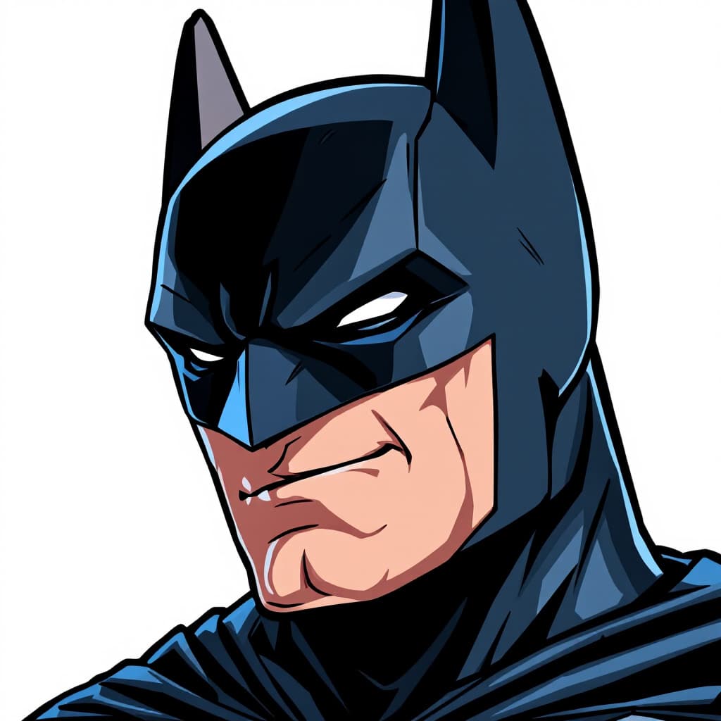 صورة مولدة بالذكاء الاصطناعي: FLUX prompt: a sticker of Batman, smirk, anime style, minimalis... (نموذج FLUX - FLUX)