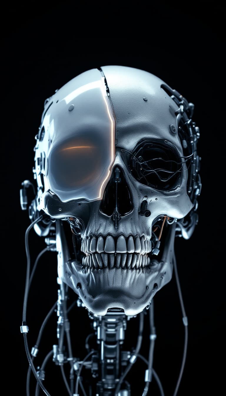 AI generated: FLUX prompt: highly detailed image of a cybernetic skull, combi... (FLUX - FLUX)